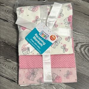 Pink and White Receiving Blankets